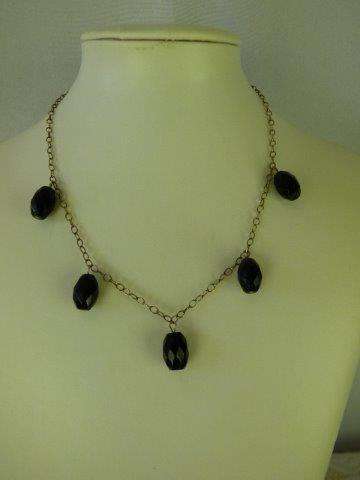A GORGEOUS SILVER (925) CHAIN WITH 5 STUNNING CUT BLACK ONYX STONES!! BEAUTIFUL!!