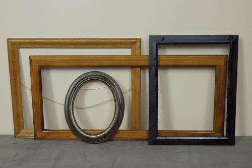 A FABULOUS COLLECTION OF FOUR ASSORTED PICTURE FRAMES IN VARIOUS SHAPES AND SIZES AND TEXTURES