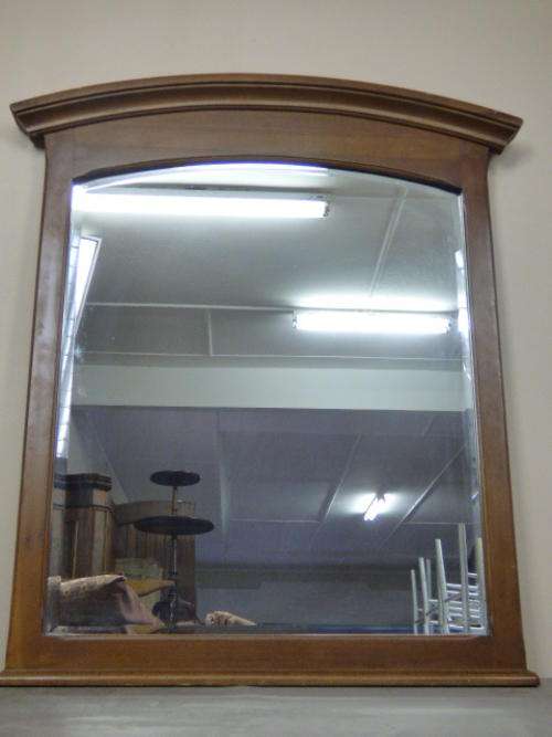 AN ABSOLUTELY MAGNIFICENT VINTAGE SOLID TEAK WALL MOUNTED "BEVELLED GLASS" MANTLE MIRROR - GORGEOUS!