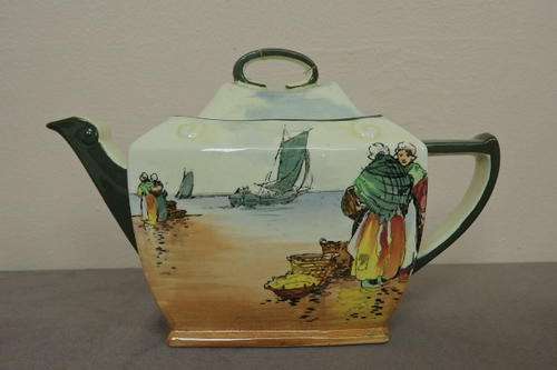 AN AWESOME AND VERY RARE ANTIQUE ROYAL DOULTON "BRITTANY FISHERFOLK" (D4405) FRIAR TEAPOT