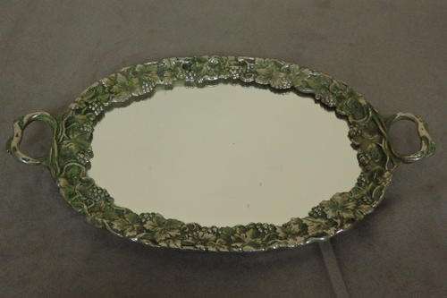 A GORGEOUSLY "ORNATE" "GODINGER" SILVER PLATED COCKTAIL TRAY WITH A MIRRORED BASE