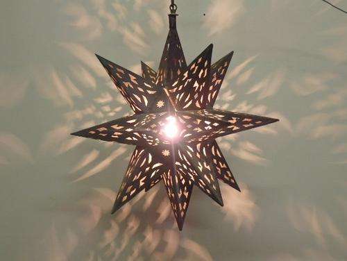 A SUPERB (LARGE 650mm) MOROCCAN/ NORTH AFRICAN HAND MADE "PUNCHED" "STAR" CEILING LIGHT