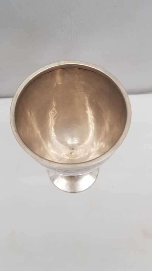 A beautiful antique (1910) hallmarked British sterling silver engraved chalice trophy
