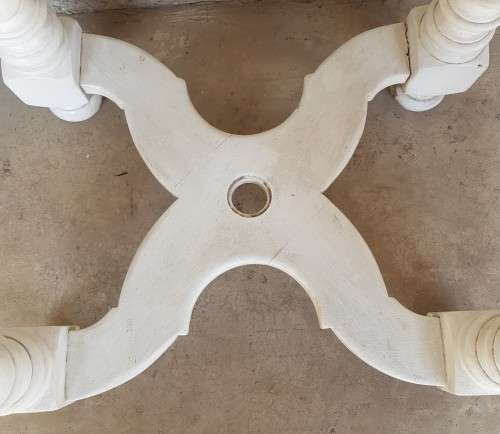 A painted white podium, solid timber