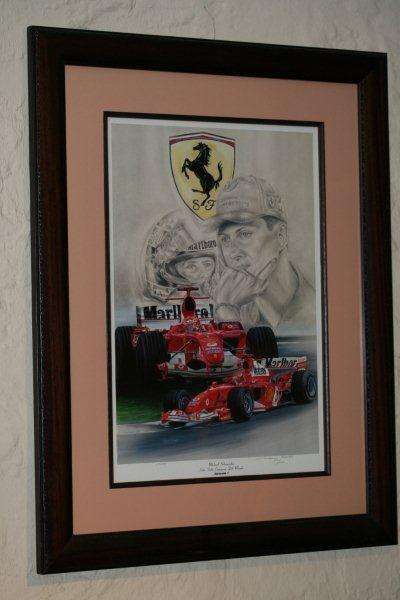 LIMITED EDITION MICHAEL SCHUMACHER PRINT IN FRAME