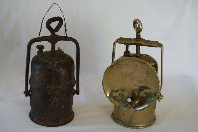 2 VINTAGE CARBIDE LAMPS - LOTS OF SPARE NOZZLES INCLUDED!!!