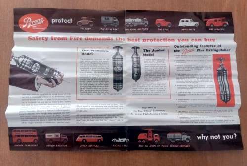 Pyrene Brass Fire Extinguisher NEW UNUSED IN BOX 1967