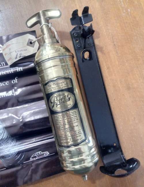 Pyrene Brass Fire Extinguisher NEW UNUSED IN BOX 1967
