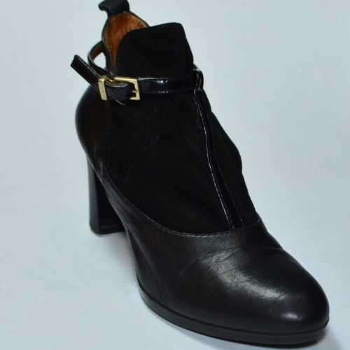 Velvet layered T-strap boot