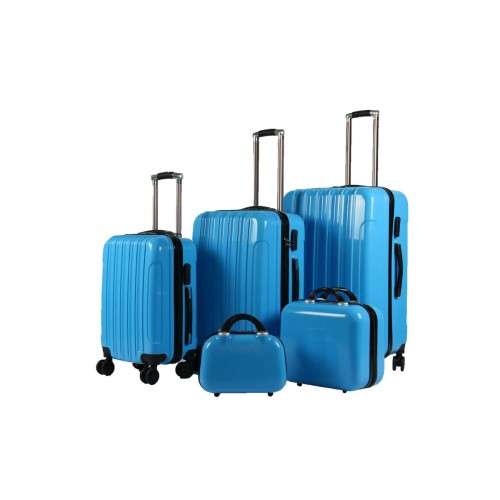 SALE           5 Piece ABS+PC Hard Luggage Bag Set with Trolley Blue