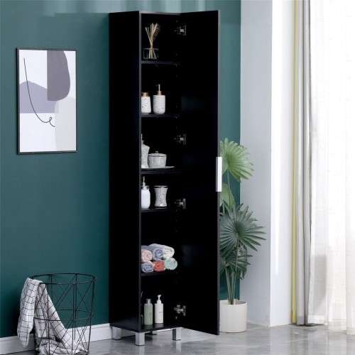 Floor Standing Mirrored Bathroom Cabinet with 6 Shelves - Mahogany