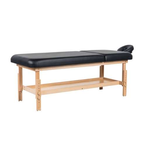 Stationary Adjustable Spa Treatment Therapy Massage Table Bed - Black