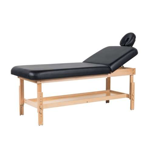 Stationary Adjustable Spa Treatment Therapy Massage Table Bed - Black