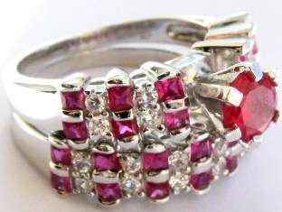 Real Ruby Twin Ring set FREE POSTAGE
