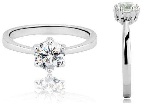 Solitaire Simulated Diamond Ring- Solid Sterling Silver
