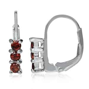 CRAZY R1.00 START! 3 STONE 0.54CT GARNET 925 SILVER EARRINGS