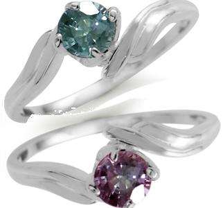 0.62ct Color Change Alexandrite Doublet  - 925 Sterling Silver Swirl Ring