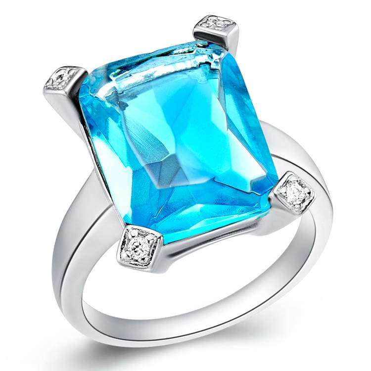 {CRAZY R1 START!} wow! HUGE Sparkling 935 Silver Ocean Blue Swarovski Crystal Ring