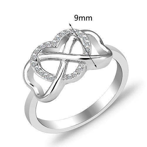 925 Silver Heart Bowknot Infinity Ring (Size L and N)