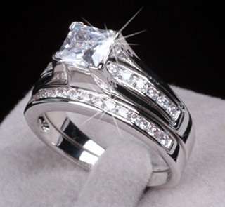 GORGEOUS BRIDAL {SOLID 925 SILVER}  TWIN RING SET{ size N}