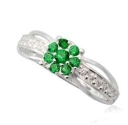 SALE: Beautiful Emerald Green Cz Flower Solitaire