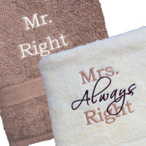 MR & MRS Embroidered Bath Towel sets