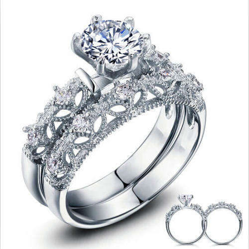Amazing 1.25ct  Lab Diamond Intricate Design Solitaire Ring & Band set