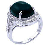 Sterling Silver Elegant Green Jade Halo Split Band Ring
