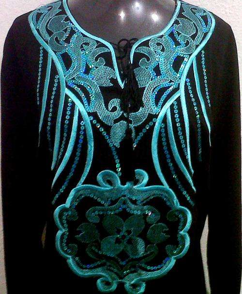 AQUA EMBROIDERED ABAYA!!