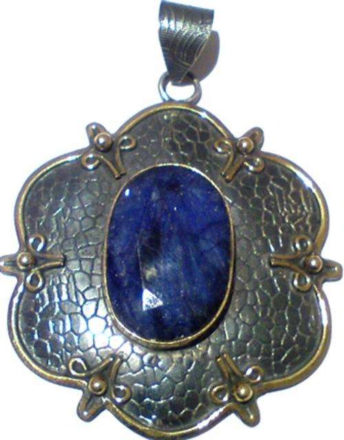 BIG SAPPHIRE VINTAGE 925 SILVER PENDANT