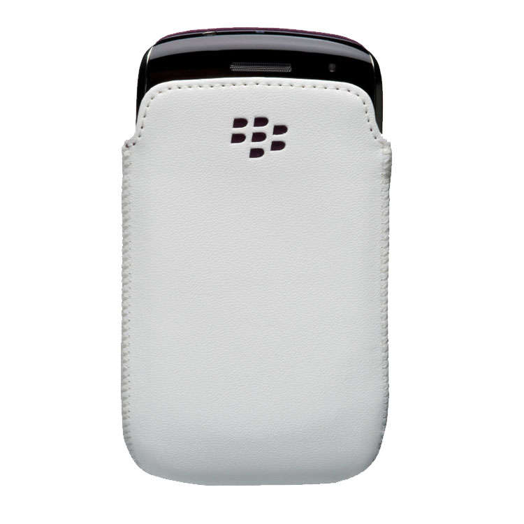 WHITE BLACKBERRY LEATHER POUCH