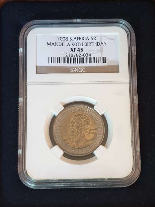 ***2008 Nelson Mandela Birthday R5 Coin XF45 NGC Graded***