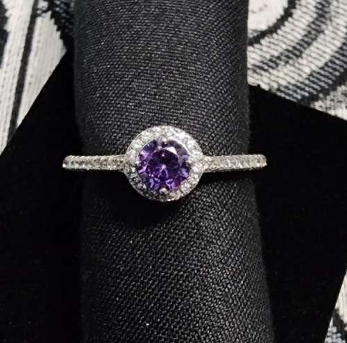 ***LOVELY CZ TANZANITE & 925 STERLING SILVER RING***