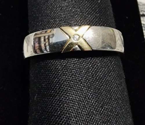 ***LUXURY 9CT GOLD & STERLING SILVER X CYCLOPS MENS RING***