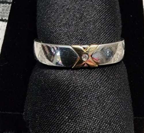 ***LUXURY 9CT GOLD & STERLING SILVER X CYCLOPS MENS RING***