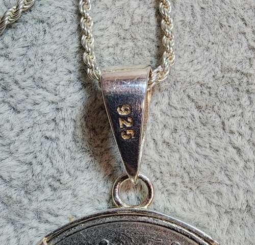 ***925 Sterling silver Necklace with R1 coin pendant.***
