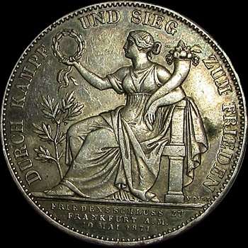 German States ( Bayern ) 1871 Silver Taler Ludwig II