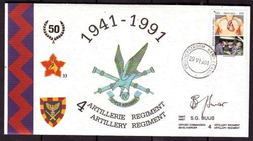 SADF - 4 Artillery Regiment Signed FDC - Number 393/2000
