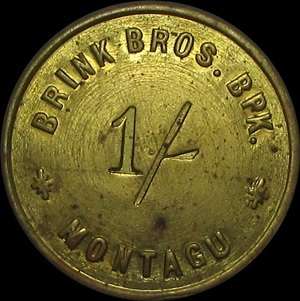 Brink Brothers Montagu 1 Shilling Token