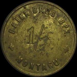 Brink Brothers Montagu 1 Shilling Token