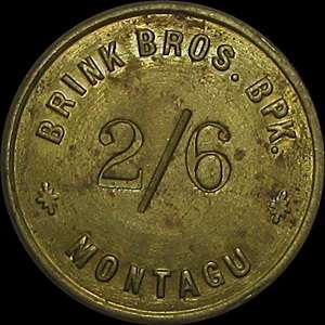 Brink Brothers Montagu 2/6 Shilling Token