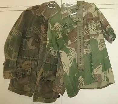 Battle worn Rhodesian Jacket, Short Sleeve Shirt with Army Patch and period Webbelt Lot