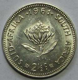 1961 Republic of South Africa Silver 2.5c Piece