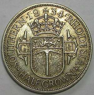 1934 Southern Rhodesia Silver Half Crown ( Scarce Date )