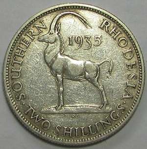 1935 Southern Rhodesia Silver Florin ( Scarce Date )