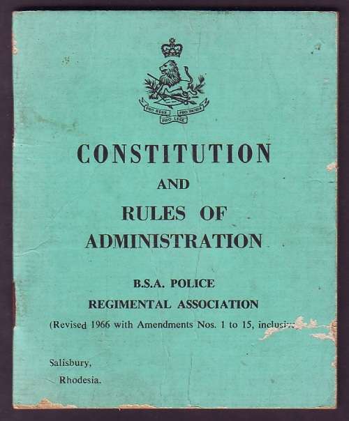 Rhodesia B.S.A.P - Constitution and Rules of Administration