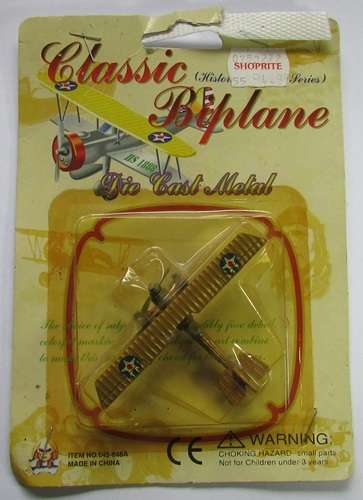 Classic Biplane Die Cast Model