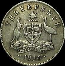 1936 Australia Silver Threepence