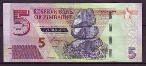 Zimbabwe 5 Dollar Bond Note