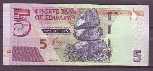 Zimbabwe - 5 Dollar Bond Note